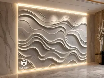 modern panel wall decor set wall relief mural CNC 72 3D model