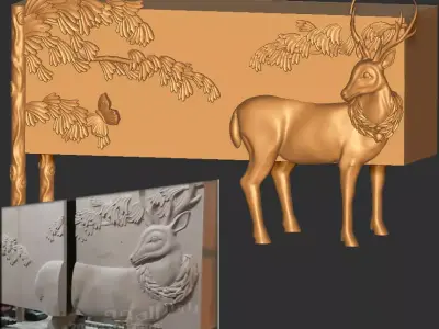 Handcarved Land and Sky Buffet 3D model