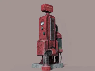 Old Gas Station Steampunk Low-poly 3D model