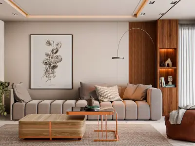 Modern Living Room  Interior Scene 3D model