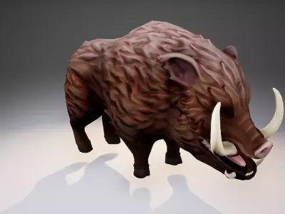 Stylized Boar Low-poly 3D model