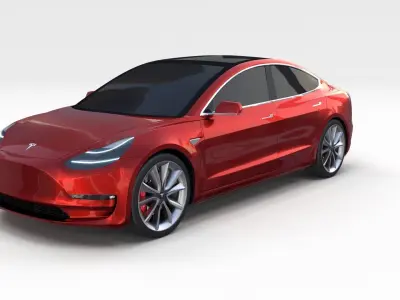 Tesla Model 3 Red 3D model
