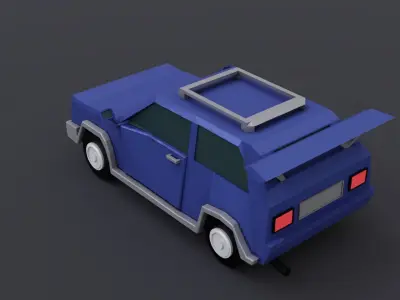 Panda low-poly origami car Low-poly 3D model