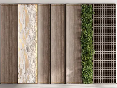 Decorative wood panels Vertical Wall Garden With Wooden frame 01 3D model