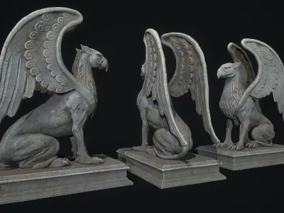 Griffin Statue PBR Low-poly 3D model