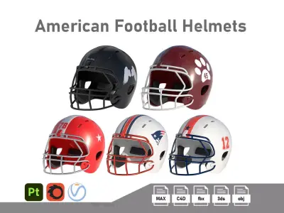 American Football Helmets Collection  3D Model Pack