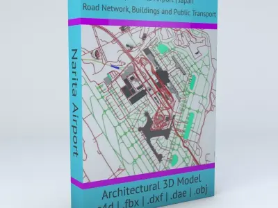Tokyo Narita NRT Airport Roads Buildings and Public Transport 3D model