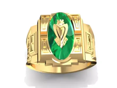 Mens Shield Gemstone Ring 3D Model 1076 3D print model