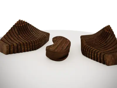 Modern Parametric Lounge Bench  Corona Rendered  Free 3D model