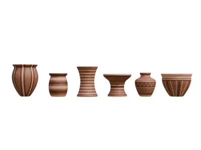 Clay Pottery Set 3D model
