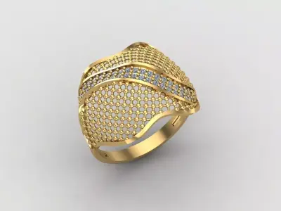 Women Ring With Stone Diamond Ready STL 3DM Models Womens Rings 3D print model 3