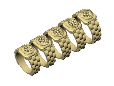 Diamond bezel cluster presidentail link ring US sizes 5to9 3D print model