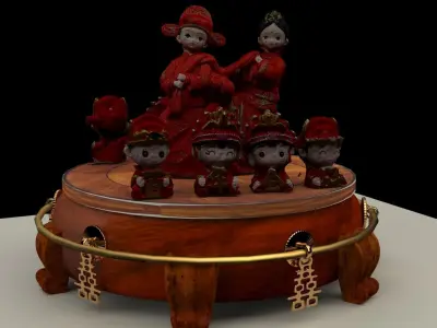 Chinese wedding dolls 3D model