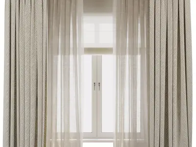 Linen Curtain - roman Curtain 40 Low-poly 3D model