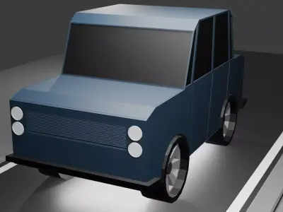 Low Poly car with engine and suspension Low-poly 3D model
