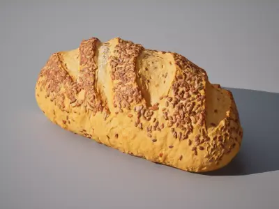 Bread with toppings 6K triangles 4K PBR textures Low-poly 3D model