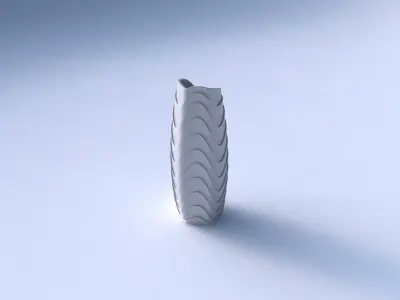 Vase arc hexagon with horizontal wavy layers 3D print model
