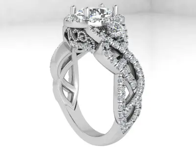 Oval Halo Twisted Ring 3600 3D print model