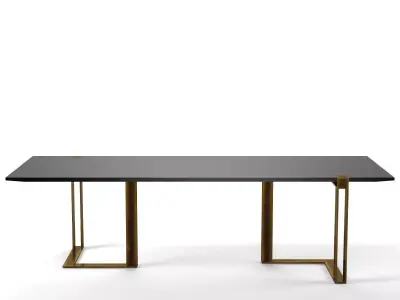 BlackandGold dining table with brass legs 3D model
