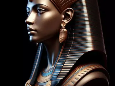 Egyptian Goddess Bust Golden Pharaoh Turquoise Inlays 3D Low-poly 3D model