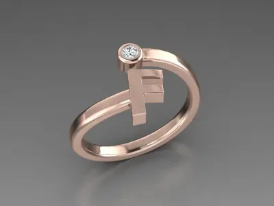 Jewelry Alphabet Ring F 3D print model