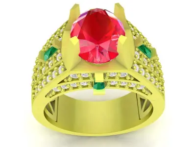 Luxury Oval Halo Cocktail Ring  3970 3D print model