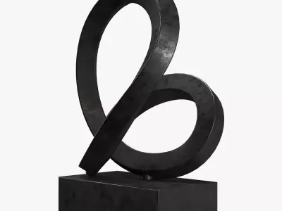 Cast Metal Abstract Sculpture 4 RH Low-poly 3D model