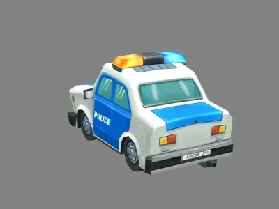 Cartoon police car Low-poly 3D model