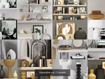 Decorative set vases on shelves for sims 3D Model Collection