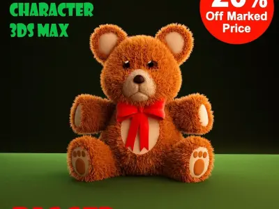 Teddy Bear cartoon rigged Low-poly 3D model