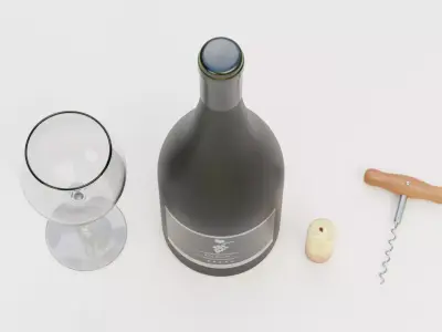 -Red Wine Set- Low-poly 3D model