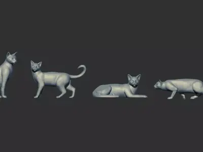 Cats Figurines statue sculpture 3D Print Model  3D print model