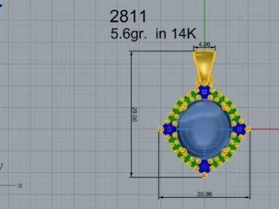 Oval Cabochon Pendant 2811 3D print model