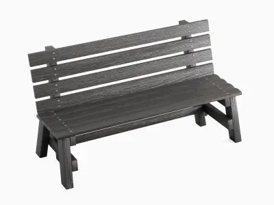 Wooden Outdoor Bench 05 3D model