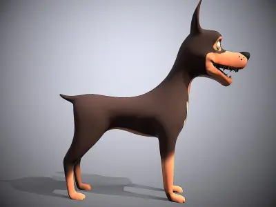 cartoon ward dog Low-poly 3D model