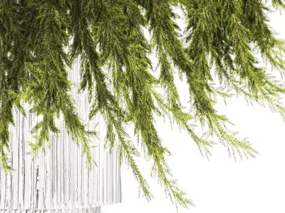 Realistic flower bouquet green juniper branches glass vase 655 3D model