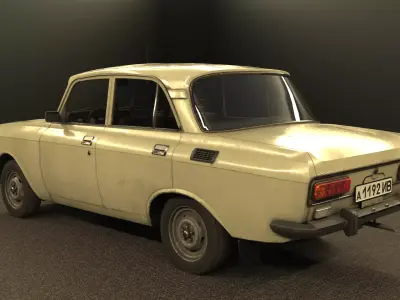 Retro Sedan AZLK 2140 Moskvitch Low-poly 3D model