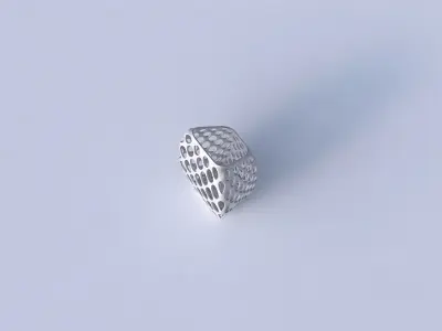 Vase bent rectangle with bubble grid lattice 3D print model