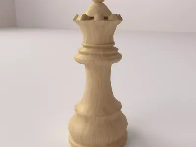 Queen wooden chess piece 3D model