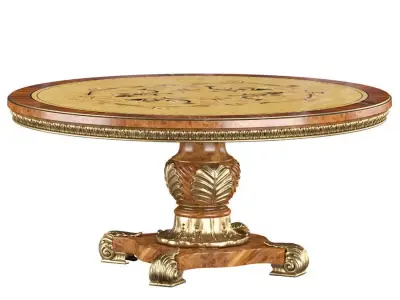Wood Round Dining Table 3D model buy