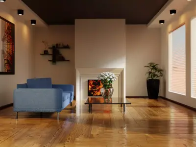 Retro Modern Luxury Living Room Scene 3D model