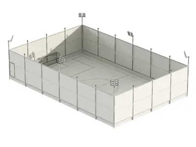 Mini-football field with night view Low-poly 3D model