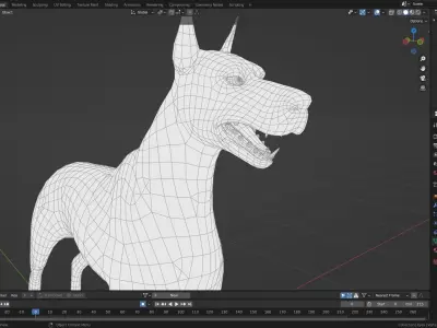 Low poly - Stylized dog - Doberman Low-poly 3D model
