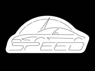 Speed Racing Car Neon Sign 3D model
