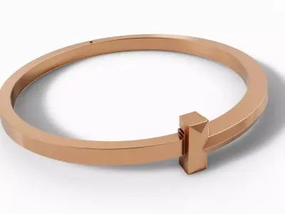 Tiffany T Style Bangle Bracelet STL 3Dm CAD File 3D print model