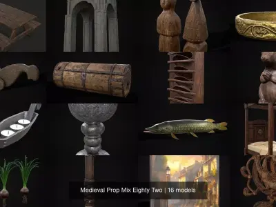Medieval Prop Mix Eighty Two 3D Model Collection