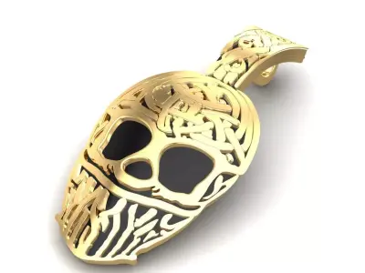 Skeleton Face Mask Gold Pendant 3D print model