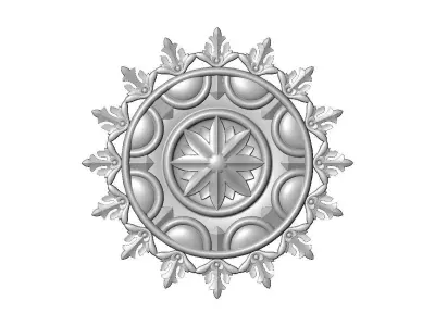 Faceted floral leaf halo rosette carving molding relief onlay 3D print model