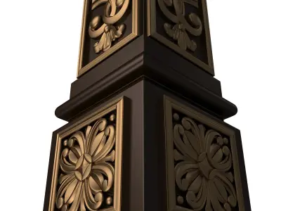 Stair Baluster 07 Red Low-poly 3D model