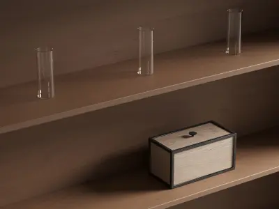 094 built in wall rack shelves 01 wood and minimal 00 3D model